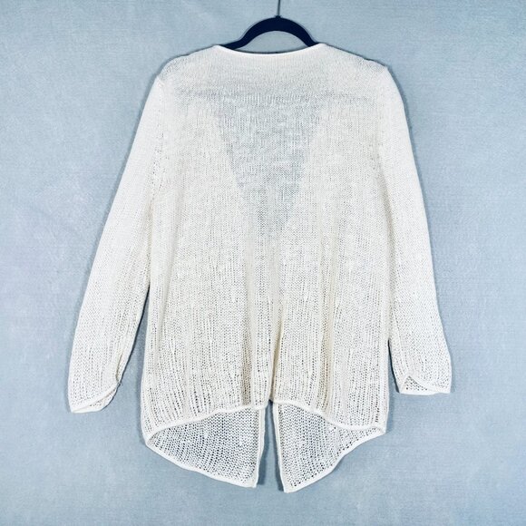 Manrico Cashmere Sweater Womens L Ivory Knit Clap Closure Cardigan Italy - Picture 6 of 11